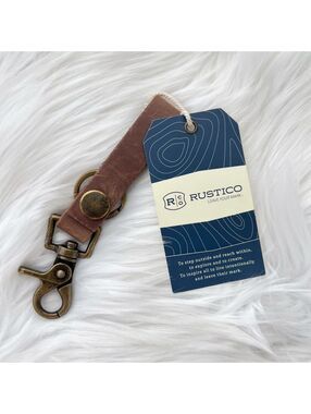 NWT Rustico Super Loop Leather Keychain Brown Cowhide Antique Brass Made in USA